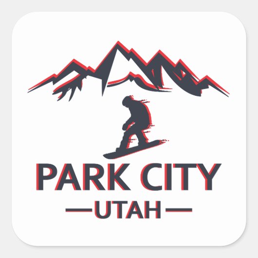 Sticker Carré snowboard de Park City Utah (Devant)