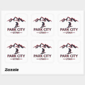 Sticker Carré snowboard de Park City Utah (Feuille)