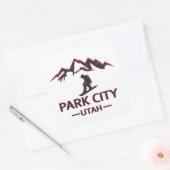 Sticker Carré snowboard de Park City Utah (Enveloppe)