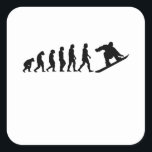 Sticker Carré Snowboard Evolution Snowboarding Gift<br><div class="desc">Funny snowboard Evolution design for snowboarders who look forward to getting their snowboard out of the snowboard bag to go on the slopes for winter sports in the ski area and spend time on the board,  love snowboarding and snowboarding</div>