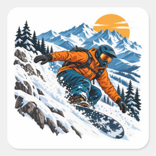 Sticker Carré Snowboard freeride pour les cavaliers de poudreuse