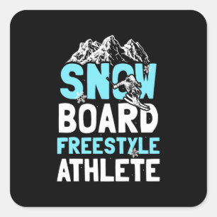 Sticker Carré Snowboard Freestyle Athlète