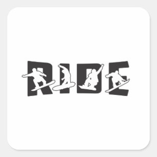 Sticker Carré Snowboard Snowboard Snowboard Drôle cadeau