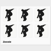 Sticker Carré Snowboardeur Silhouette (Feuille)