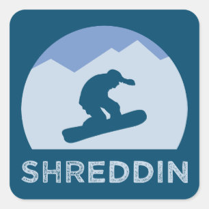 Sticker Carré Snowboardeur Silhouette Shreddin Cool
