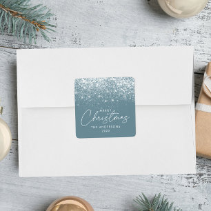 Sticker Carré Snowdrift Blue Frost Joyeux Noël