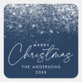 Sticker Carré Snowdrift Navy Blue Joyeux Noël (Devant)