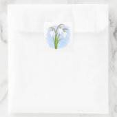 Sticker Carré Snowdrops - Fleurs de printemps sur aquarelle bleu (Sac)