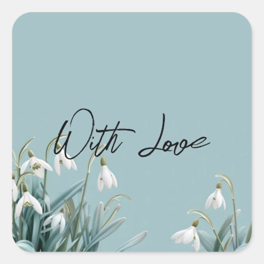 Sticker Carré Snowdrops Janvier Fleur Jardinage Printemps (Devant)
