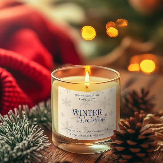 Sticker Carré Snowfall Serenity White Tea & Jasmine Candle Label