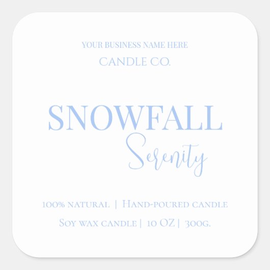 Sticker Carré Snowfall Serenity White Tea & Jasmine Candle Label (Devant)