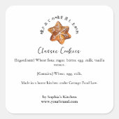 Sticker Carré Snowflake Cookie Watercolor Bakery Ingredient (Devant)