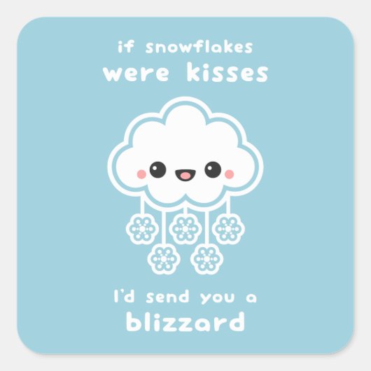Sticker Carré Snowflake Kisses Love (Devant)