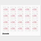 Sticker Carré Snowflake Whimsy Joyeux Noël Red Typographie (Feuille)