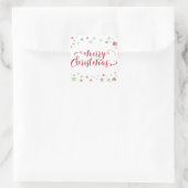 Sticker Carré Snowflake Whimsy Joyeux Noël Red Typographie (Sac)