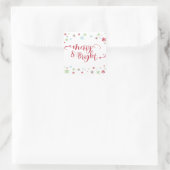 Sticker Carré Snowflake Whimsy Merry & Bright Red Typographie (Sac)