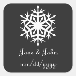 Sticker Carré Snowflakes d'hiver en Stick noir
