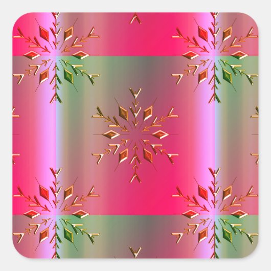 Sticker Carré Snowflakes doré Noël décoratif (Devant)