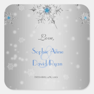 Sticker Carré Snowflakes en argent Crystals Mariage perles en ar