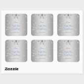 Sticker Carré Snowflakes en argent Crystals Mariage perles en ar (Feuille)