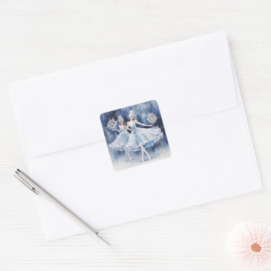 Sticker Carré Snowflakes from The Nutcracker Ballet (Enveloppe)