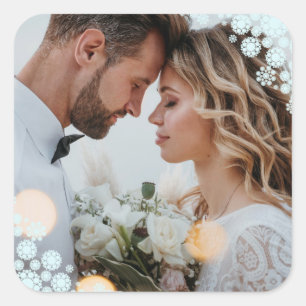 Sticker Carré Snowflakes Love Peace Joy Kisses Mariage photo