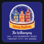 Sticker Carré Snowglobe Christmas Village Retour<br><div class="desc">Snowglobe Christmas Village Adresse de retour Étiquettes d'adresse de retour parfaites pour vos cadeaux de Noël cette saison de fêtes ! Ou laissez une délicieuse gâterie sur le seuil de votre voisin ou pour l'enseignant préféré de votre enfant. Rien ne dit à quel point ils sont sucrés comme des produits...</div>