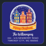 Sticker Carré Snowglobe Christmas Village Retour<br><div class="desc">Snowglobe Christmas Village Adresse de retour Étiquettes d'adresse de retour parfaites pour vos cadeaux de Noël cette saison de fêtes ! Ou laissez une délicieuse gâterie sur le seuil de votre voisin ou pour l'enseignant préféré de votre enfant. Rien ne dit à quel point ils sont sucrés comme des produits...</div>