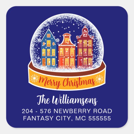 Sticker Carré Snowglobe Christmas Village Retour (Devant)