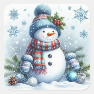 Sticker Carré Snowman