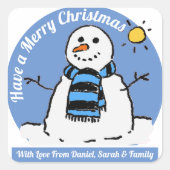 Sticker Carré Snowman avec message ! (Devant)