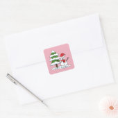 Sticker Carré Snowman avec Snowman Pine Tree (Enveloppe)