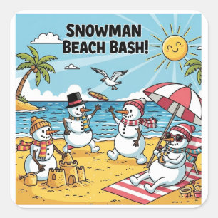 Sticker Carré Snowman Beach Bash