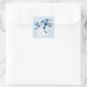Sticker Carré Snowman dans Blue Mitts et Casquette (Sac)