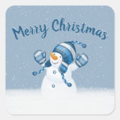 Sticker Carré Snowman De Noël Dans Les Flèches De Neige (Devant)