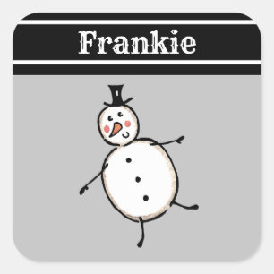 Sticker Carré Snowman de Noël personnalisé