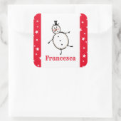 Sticker Carré Snowman de Noël personnalisé (Sac)