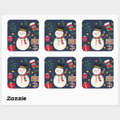 Sticker Carré Snowman de vacances décoratif (Feuille)