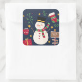 Sticker Carré Snowman de vacances décoratif (Sac)