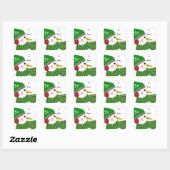 Sticker Carré Snowman en Casquette vert et Écharpe (Feuille)