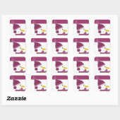 Sticker Carré Snowman en Casquette violet et écharpe (Feuille)