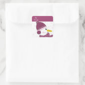 Sticker Carré Snowman en Casquette violet et écharpe (Sac)
