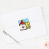 Sticker Carré Snowman et Cat (Enveloppe)