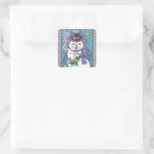 STICKER CARRÉ SNOWMAN, GINGERPREAD MAN & MUG OF CHOCOLAT CHAUD (Sac)