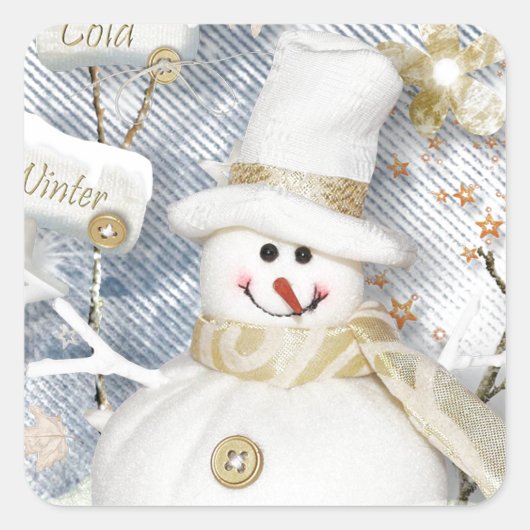 Sticker Carré Snowman hiver froid (Devant)