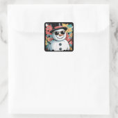 Sticker Carré Snowman Noël Brushstroke SplatCool hiver hiver (Sac)