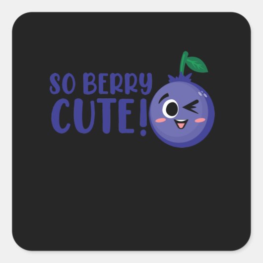Sticker Carré So Berry Cute Blueberries Eater Blueberry Lover (Devant)