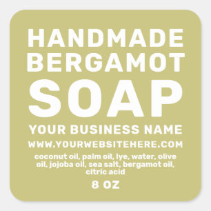 Sticker Carré Soap Bergamot Fabriqué à la main Olive Green