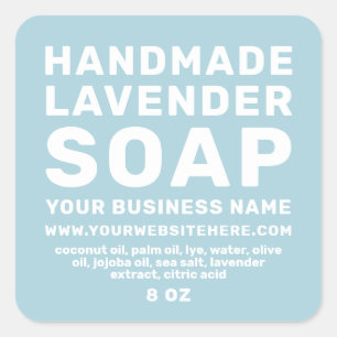 Sticker Carré Soap Lavande Fabriqué à la main moderne Bleu clair
