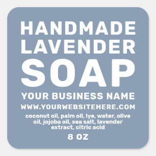 Sticker Carré Soap Lavande Fabriqué à la main moderne Denim Bleu